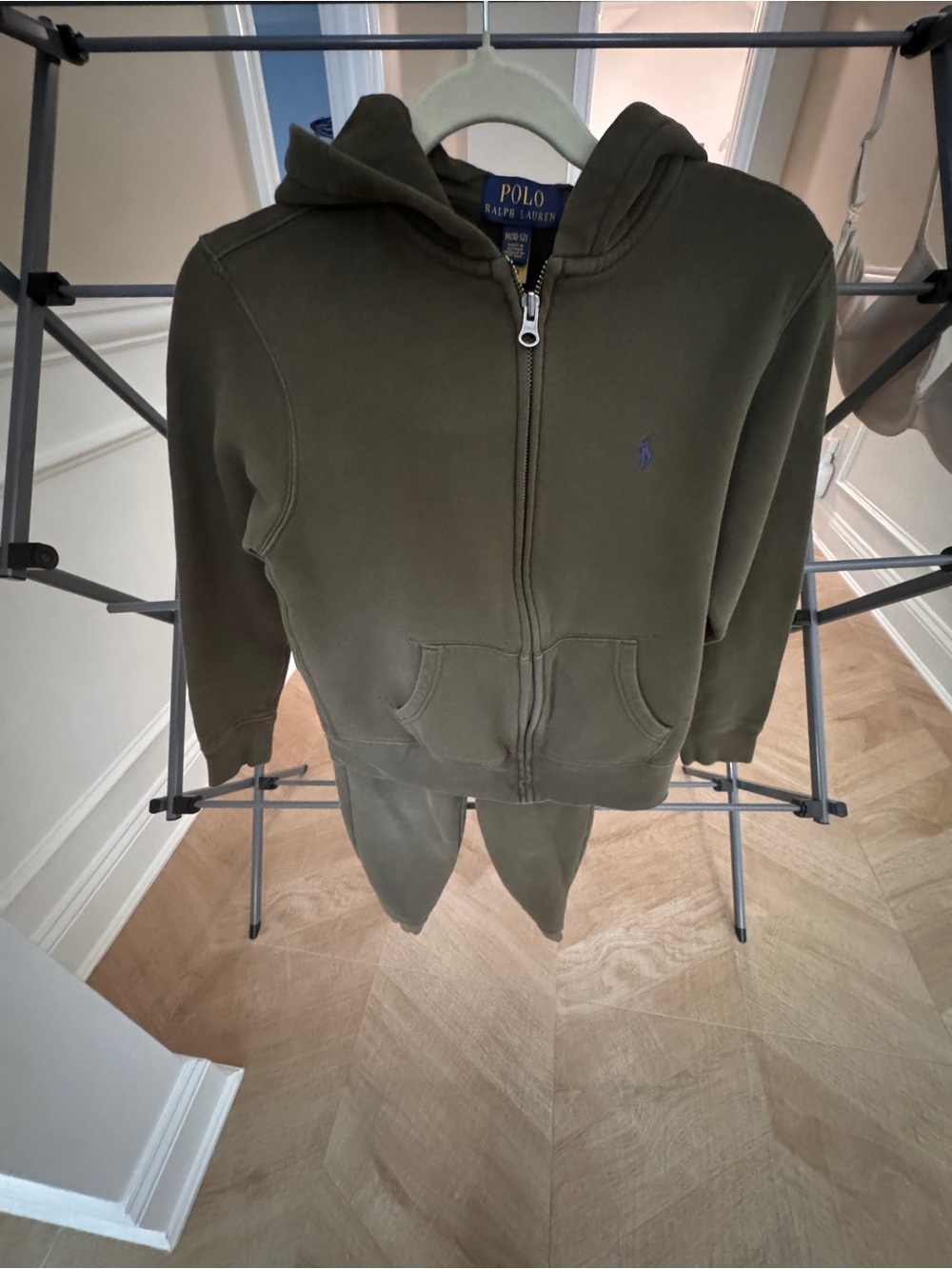 Polo by Ralph Lauren Kids Olive Green Zip Hoodie w/ Cargo Pants Embroidered Pony